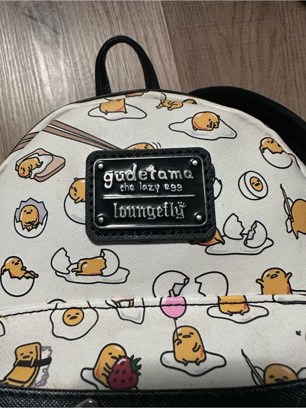 Loungefly Gudetama White and Yellow Printed Mini Backpack